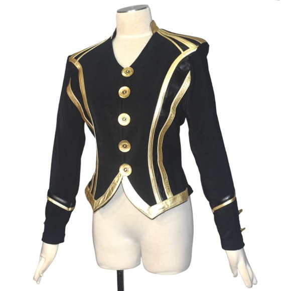 Andrea Isabella Jackets & Blazers - Vintage 1980s Glam Gold Tone Metallic and Black Jacket Blazer S